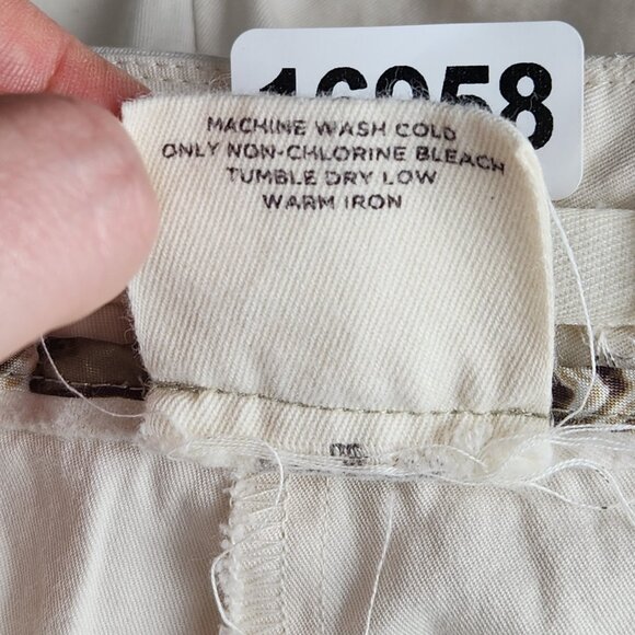 Talbots Pants Womens 16 Cream Chino Crop High Rise Flat Front Straight Leg Capri - Picture 10 of 10